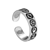 VASSAGO Vintage Zodiac Sign Anillos para Mujeres Hombres 12 Constelación Astrología Horóscopo Anillo Abierto Ajustable Puño Dedo Zodiaco Anillos Magnéticos Joyería Regalo (Color Acero)