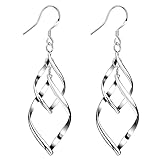 LEEQBCR 1 par Pendientes largos de borla para mujer, de plata de ley, para regalo, Plata de ley