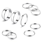 MILACOLATO 10 Pcs Anillo Mujere Knuckle Rings Set Anillo De Acero Inoxidable Simple Dedo Liso Apilable para Las Mujeres De La Banda Lisa Anillos Plata