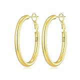 MOROTOLE Thick Gold Hoop Earrings for Women 14k Gold Plated Hoops Pendientes de aro de oro grandes ligeros hipoalergénicos Chunky Gold Hoops