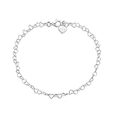 Amberta Pulsera de Corazones para Mujer en Plata de Ley 925: Plata