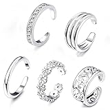 LEEQBCR Juego de 5 Anillos de Plata de Ley 925 para Mujer con Anillos Abiertos Ajustables