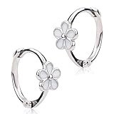 2 Pzs Pendientes Aros Plata de Ley 925, Lindos Pendientes Margaritas Liviano Aro de Cartílago Pendientes de Aro Florales para Mujeres Niñas