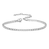 JITNGA Collar Ajustado Con Diamantes De Imitación Brillantes, Collar De Diamantes De Circonita Cúbica, Cadena De Gargantilla Brillante, Joyería Para Mujeres, Niñas, Damas De Honor (Plata)