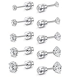 CASSIECA Pendientes Acero Quirurgico Hipoalergenicos Piercing Circoniña Pendientes Brillantes Diamante AAA+ Zircon Mujeres Hombres Unisex 2-6 mm