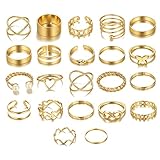 TOEECY Nudillos Anillos Mujer Oro Juego Abiertos Apilables Serpiente Anillo Ajustable Forma Vintage Regalo de Joyería (22Pcs)