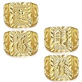 MILACOLATO 4Pcs Anillo De Oro para Hombre Anillo De Boda Kanji Anillo De Riqueza/Suerte/Salud Grueso Anillos Ajustables De Halloween