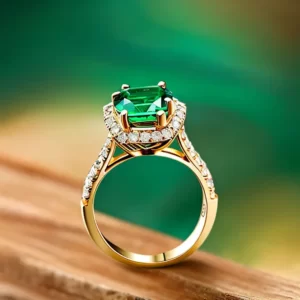 anillo de oro con esmeralda y diamantes
